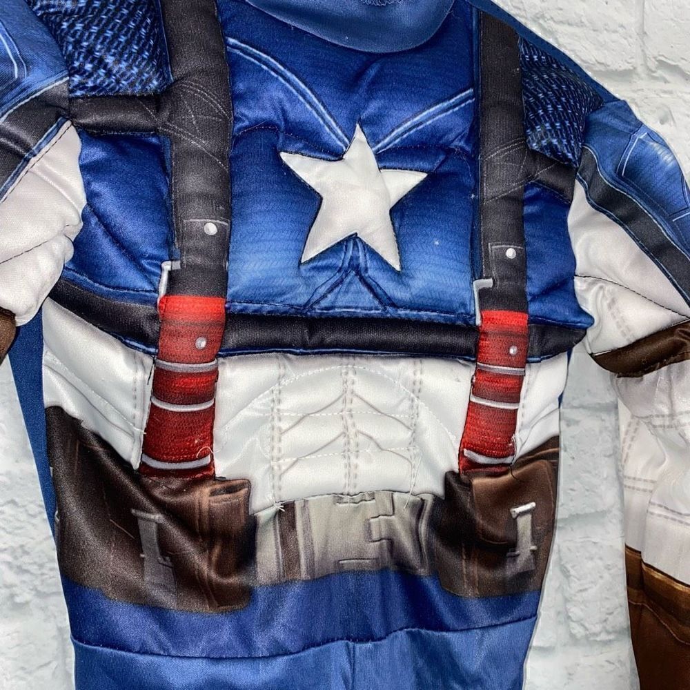 Captain America muscle halloween costume and mask boys M 7-8 - Picture 4 of 14